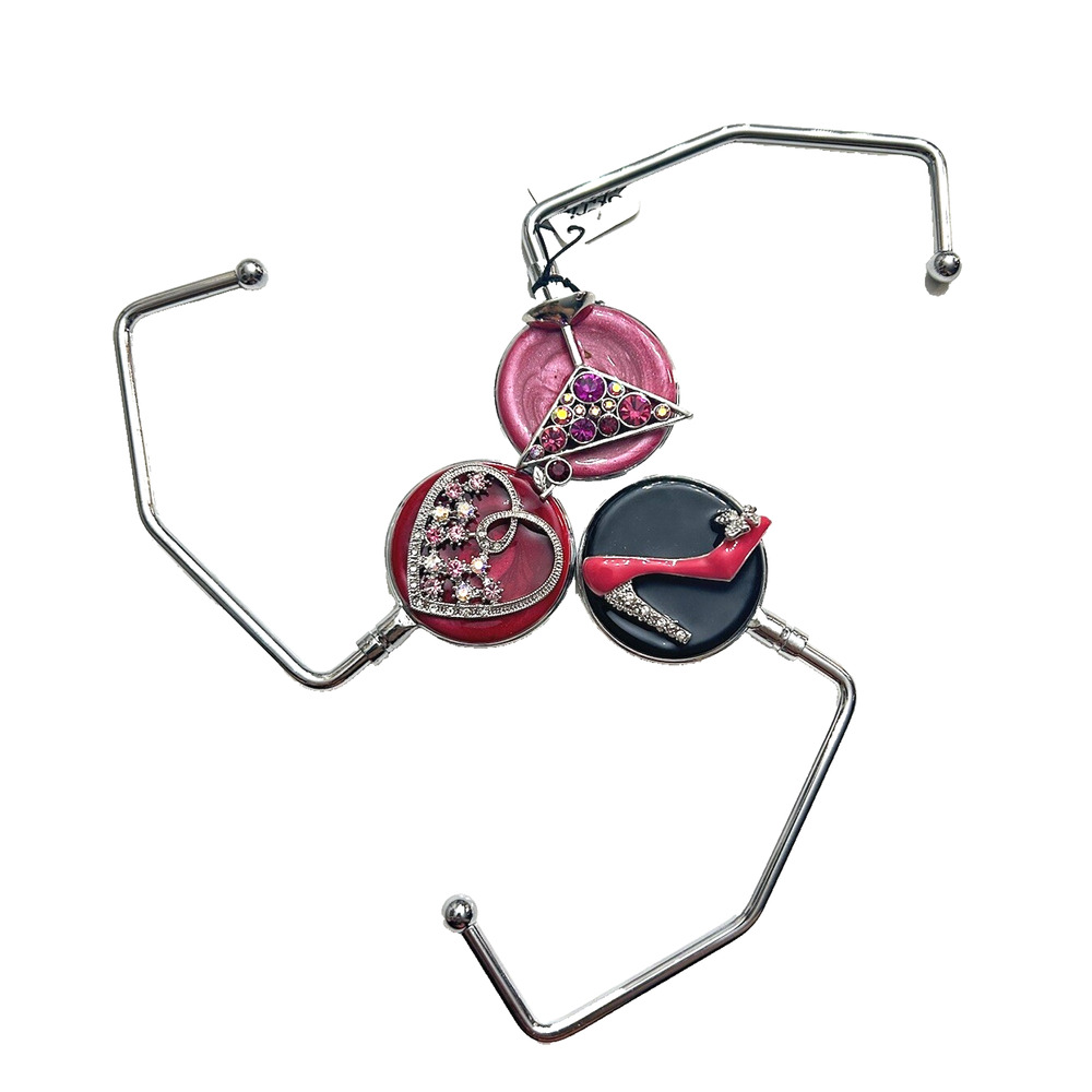 SPRING STREET SWAROVSKI CRYSTAL HANDBAG HOLDER 3PC SET PURSE HOOK